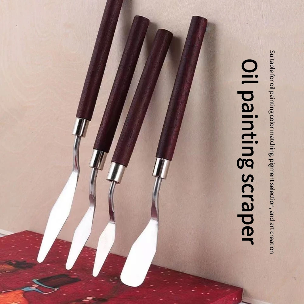 7Pcs Art Spatula Soft Paint Oil Painting Wooden Handle Palette Knife Set Gouache Painting Spatula