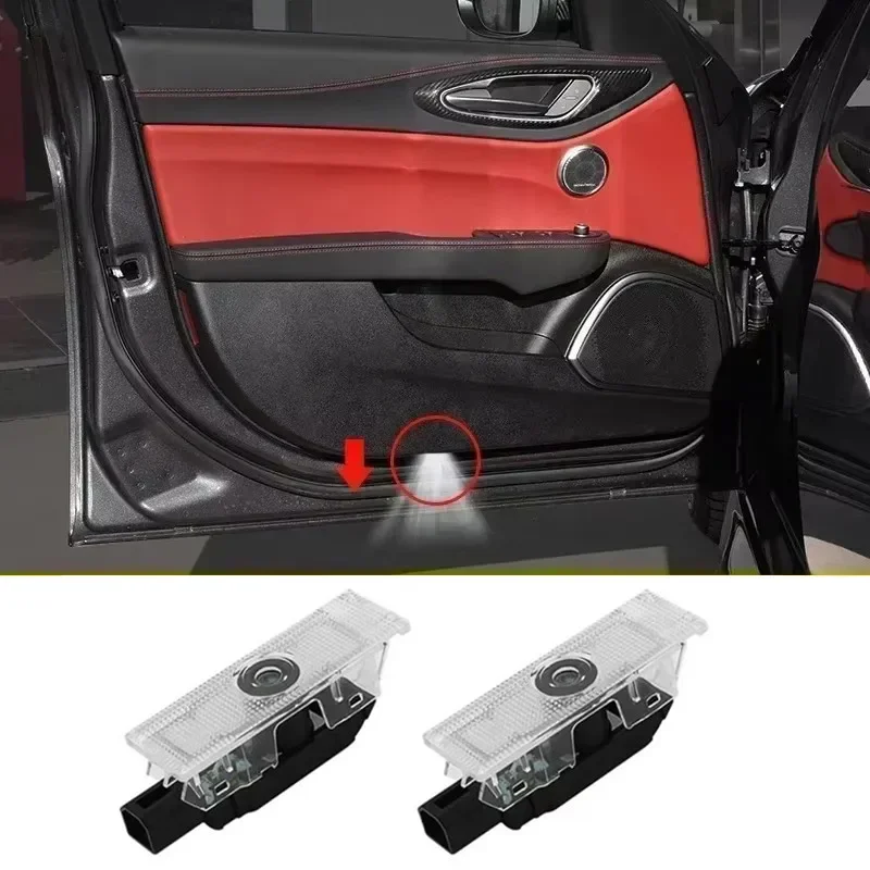 

2Pcs For Alfa Romeo Giulia Giulietta Mito Stelvio Brera Spider 3D LED Car Door Logo Lights Projector Laser Ghost Shadow Lamp