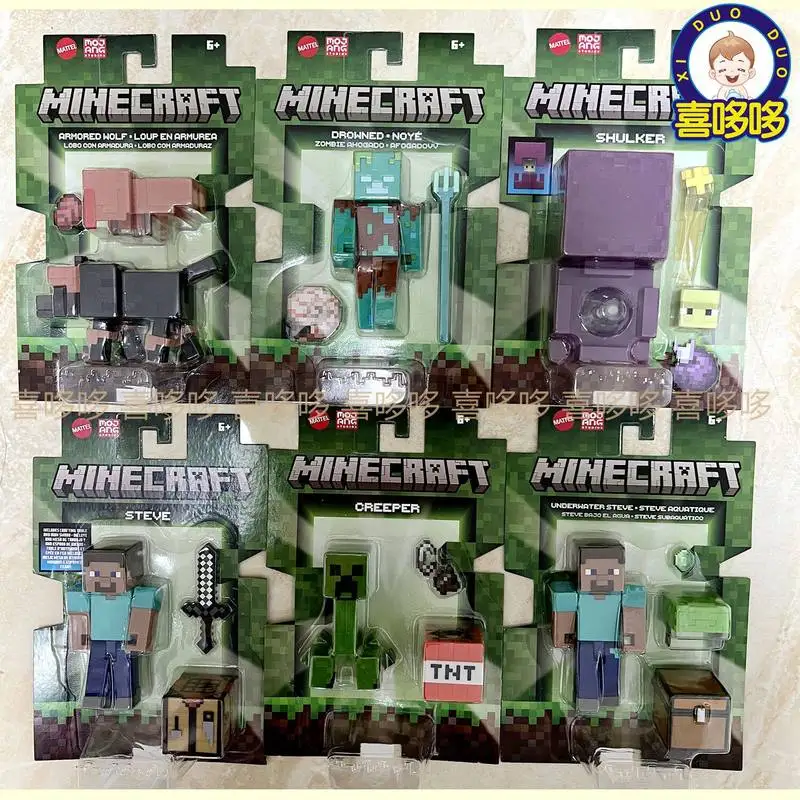 Juego de Colección de Personajes Mattel Auténtico Nuevo Minecraft Redstone Protector Firework Launcher, Modelo de Escena de Juguete para Coleccionistas de Juegos