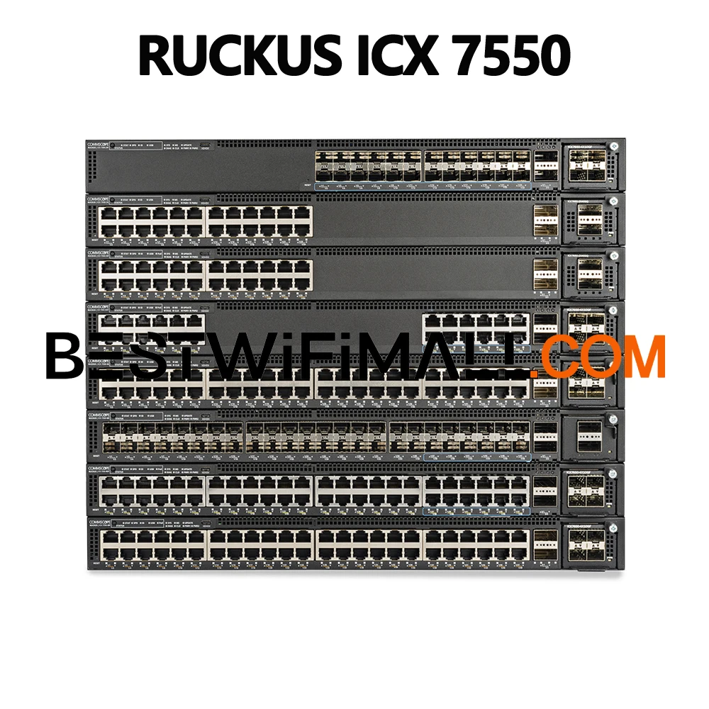 RUCKUS ICX7550 Ethernet Switches Mid-Range Enterprise-Class Stackable Access / Aggregation Switch With 100GbE, BGP, OSPF, VRRP
