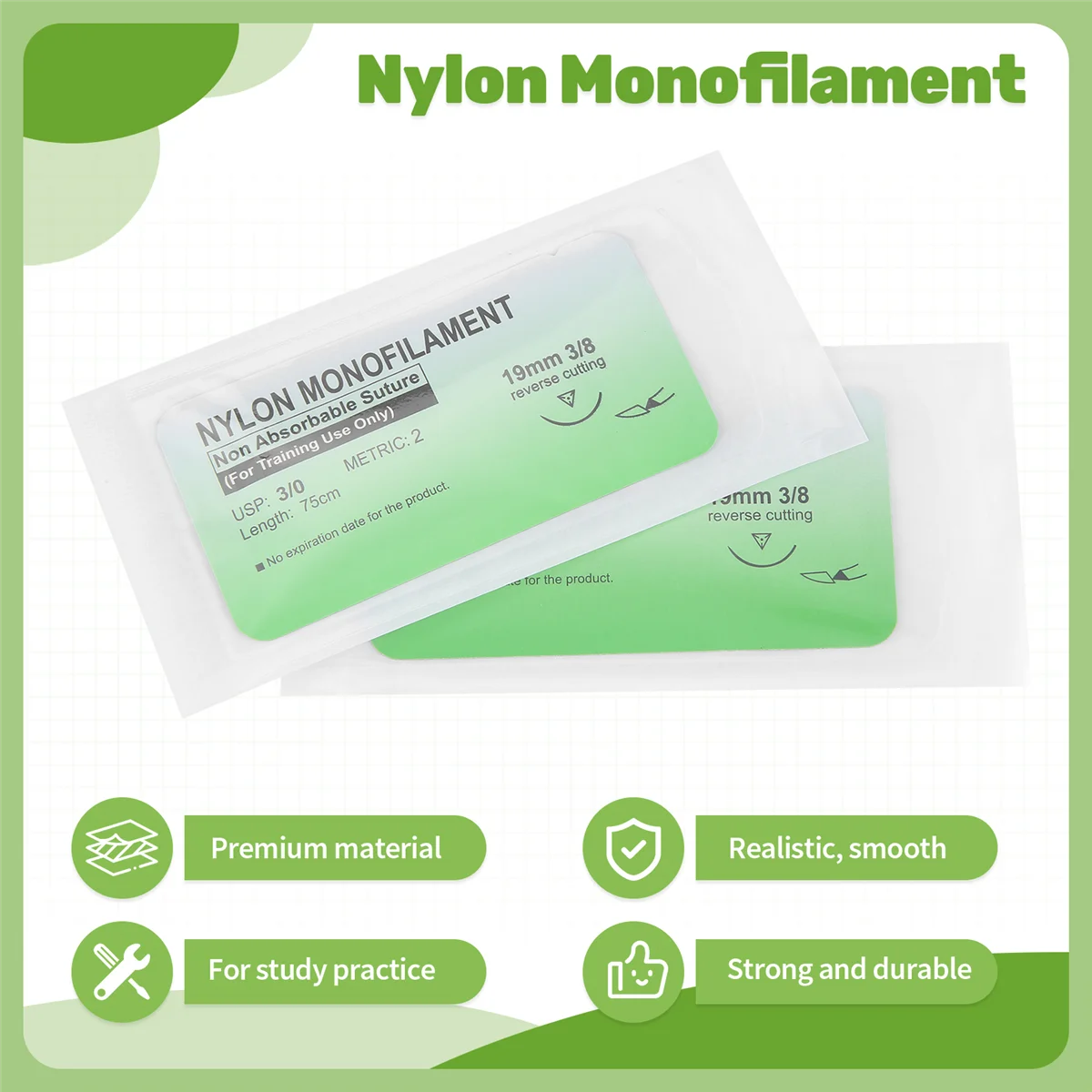 Gfc-12 шт./компл. набор для наложения швов иглы с нейлоновой мононитивой нитью 3/0