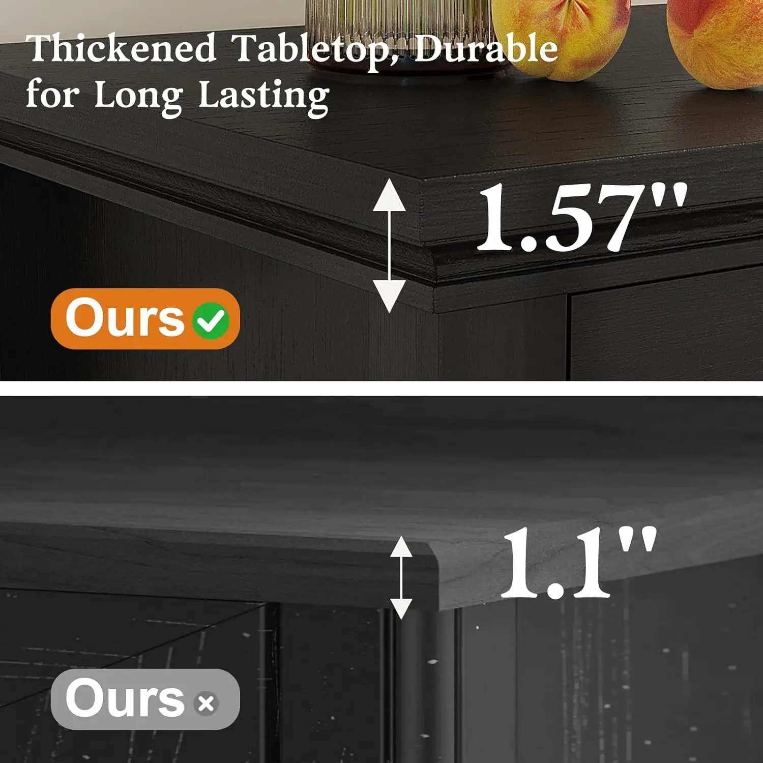 65' 화이트 팜하우스 뷔페 캐비닛(서랍 3개, 문 4개 포함) - 주방 및 거실 수납장