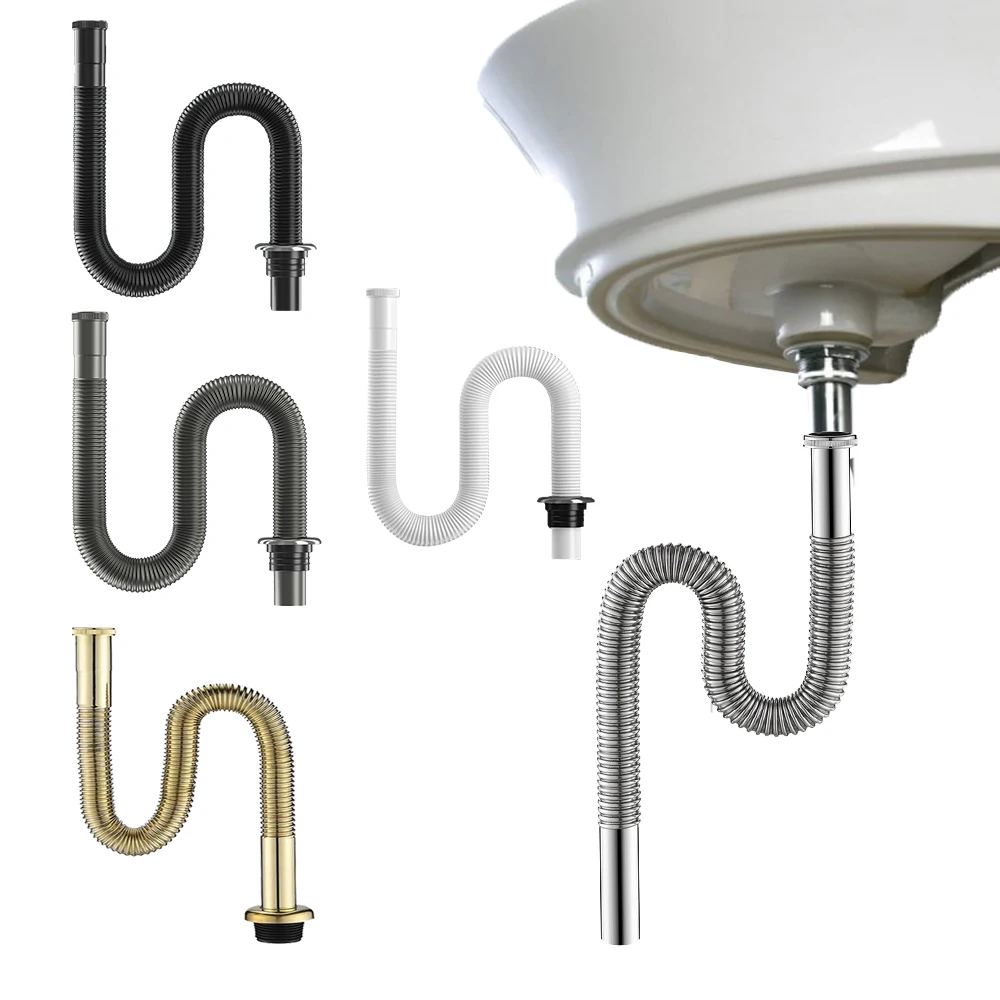 Bathroom Drain Hose Bathroom Sink Flexible Drainpipe Basin Pop Up Tube Brass Retractable Washbasin Wall Floor Flushing Pipe