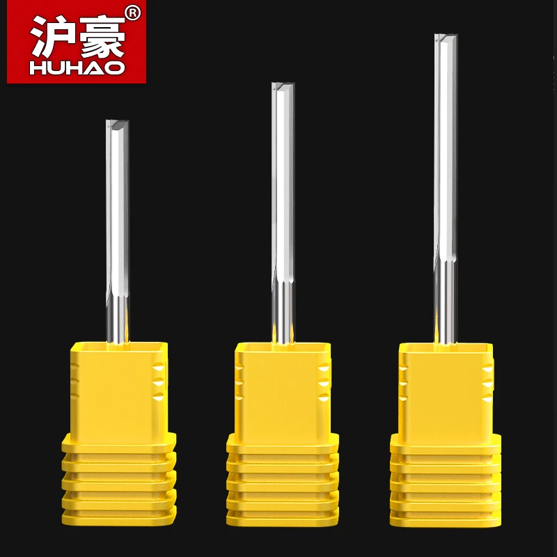 HUHAO1pc and 10pcs 3.175 Shank CNC End Mill Woodworking Tool Tungsten Carbide Router Bit Straight Slot Wood Cutter Engraving Bit