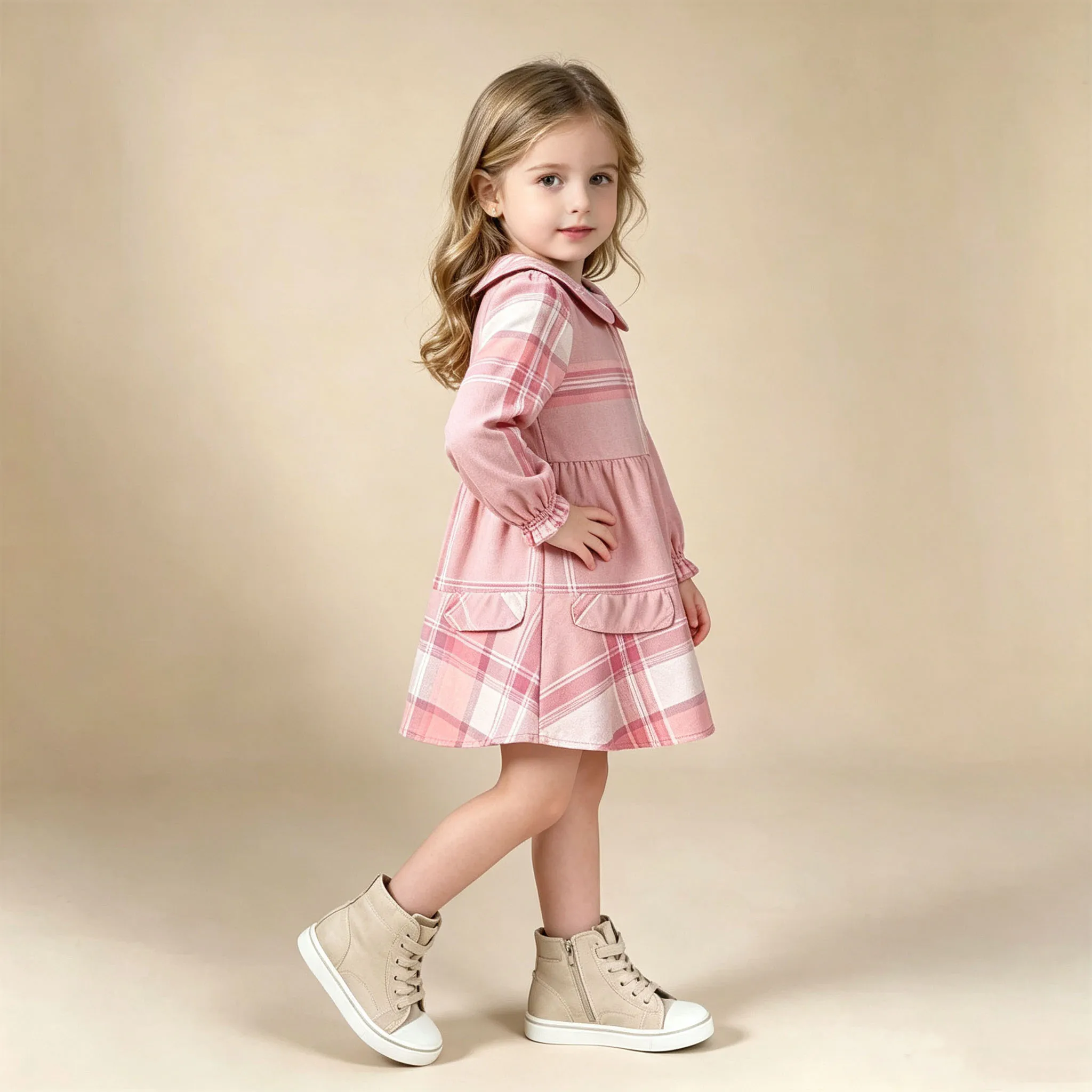 Elegant Girls Check Pattern Dresses for Toddler Baby Vestido Long Sleeve Princess Party Plaid Kids Fall Clothes Vestidos Dress