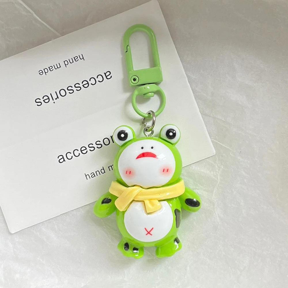 New Personalized Smiling Face Cool Frog Keychain Cartoon Creative Animal Frog Doll Bag Pendant Car Keyring Jewelry Gift