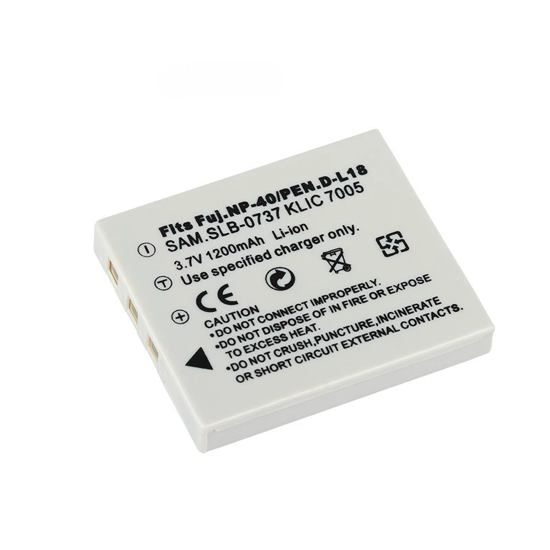 Bateria de substituição de 1200mAh para Samsung SLB-0737 para Pentax D-Li8 para Fujifilm FNP-40 para Kodak KLIC-7005 Bateria de câmera digital