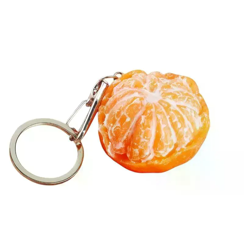 Peeled Tangerine Keychain Lifelike Soft Touch Fruit Charm Sturdy Metal Clasp Bag Ornament Unique Gift for Citrus Fruit Fans