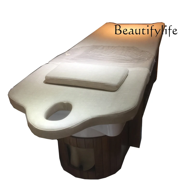 Shampoo bed Beauty salon Shampoo bed Full lying barber shop Ceramic basin ear picking hair care Solid wood flushing bed