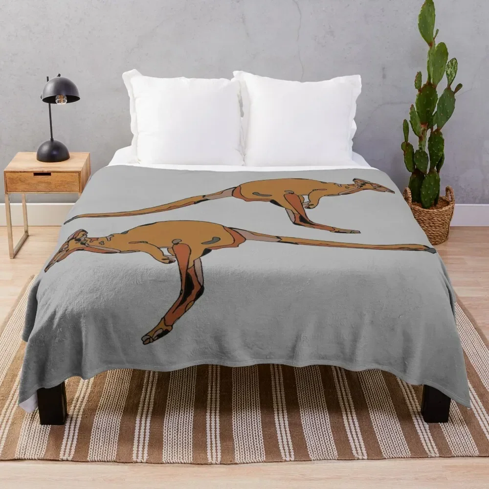 

minimalistic jumping brown australian kangaroo illustration Throw Blanket Furrys Luxury Thicken Large Giant Sofa Blankets
