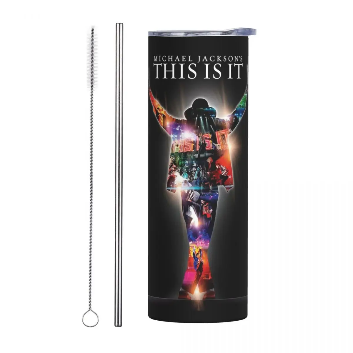 Pop Music Michael J-Jackson Stainless Steel Tumbler Vacuum Insulated Mug Thermal Cold Cups Straws With Lid 20oz