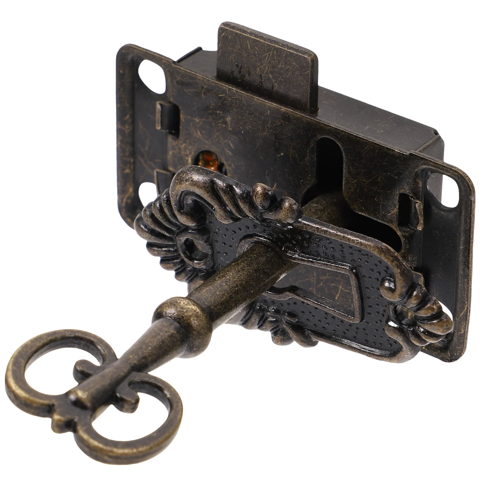 1 set 1 Set Desk Drawer Lock Set Iron Zinc Alloy Vintage Cabinet Drawer Cupboard Desk Furniture Lock Kit Keys Included