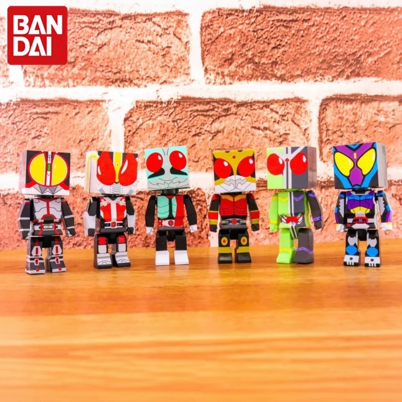 Bandai Kamen Rider Polygon×Head Gashapon Figure Block Style Model Toy Desktop Display Collectible Fan Gift