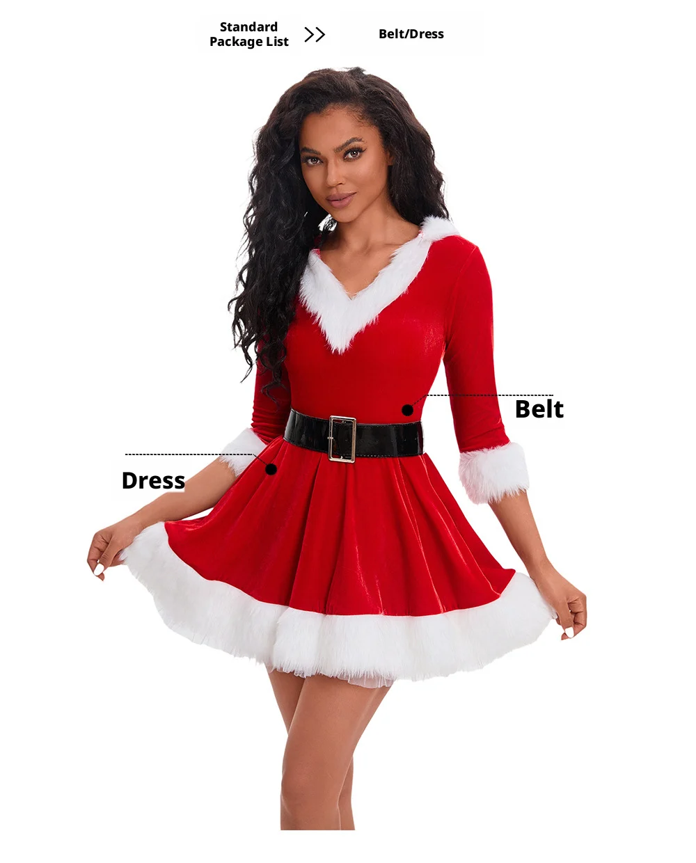 Mini-Robe Mère Noël en Velours à Capuche – photo 7