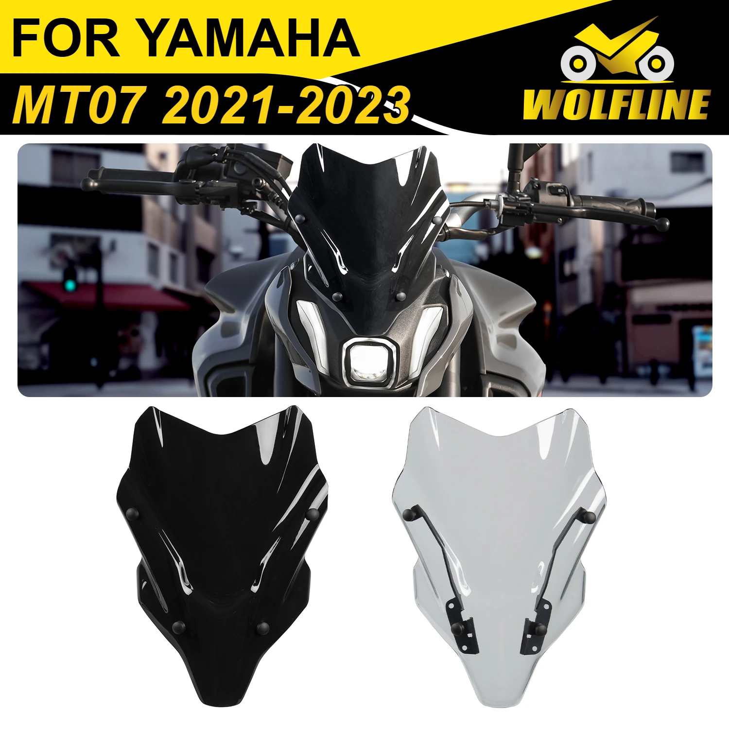 

Wolf Line Motorbike Wind Guard Front Flyscreen w/ Bracket for Yamaha MT07 2021 2022 2023