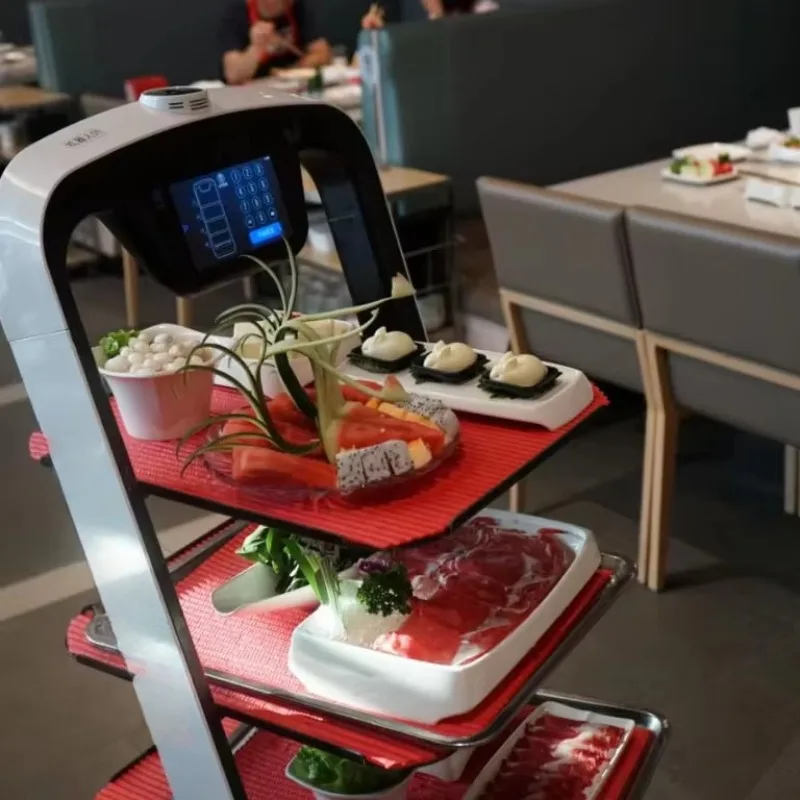 Self-Driving Delivery Robot Hot Sale Food & Dish Recycling Robot Server for Hotels Restaurants 5G Wi-Fi Enabled AD Screen