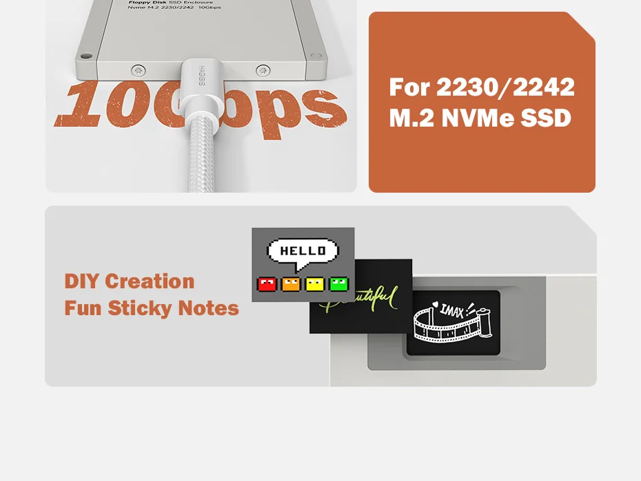 Carcasa SSD NVMe con velocidad de 10 Gbps y diseño compacto