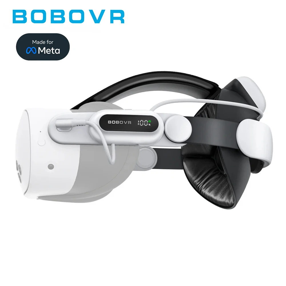 BOBOVR E3 Pro Battery Strap Compatible With Quest 3 3S 10000mAh Battery 3.5mm Audio Jack Official Made for Meta for VR Accessory