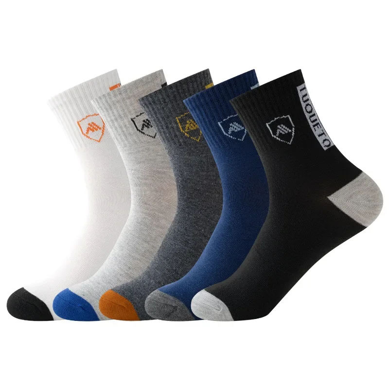 

5 Pairs of Breathable Cotton Sports Socks Men's Bamboo Fiber Spring, Summer and Autumn Men's Socks Sweat Deodorant Business Sock