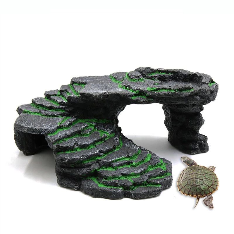 Reptilien Ramp Platform Turtle Basking Platform Rocks Step Bar Gecko Cave Hideout Decor Accessories Home Office Desktop Ornament