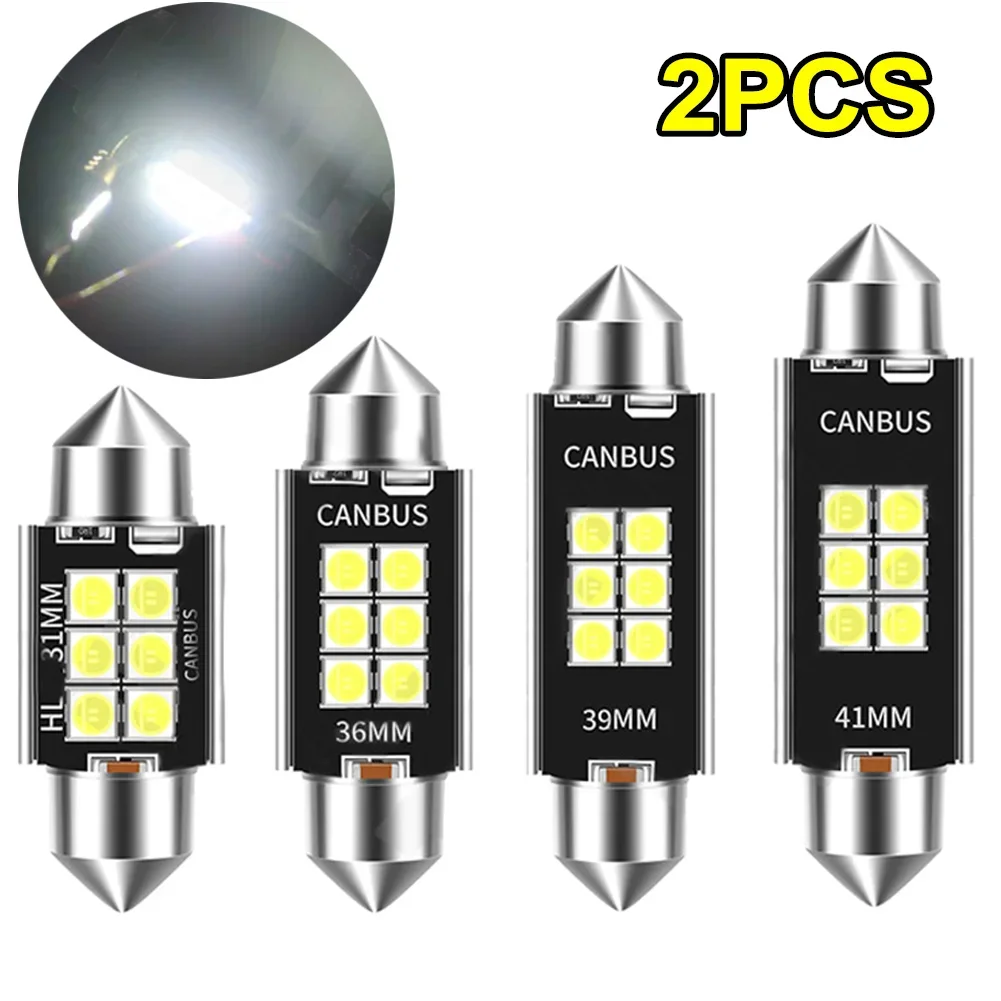 

1/2PCS Super Bright C10W C5W LED Bulb Festoon 31/36/39/41mm LED CANBUS 1200LM 12V 6500K Car Interior Dome License Plate Light