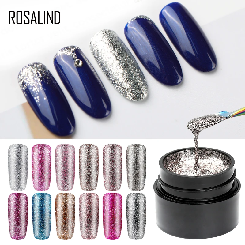 ROSALIND Gel Nagellack Set Shiny Platin Nägel Kunst Für Maniküre Poly Gel Lak UV Farben Top Basis Mantel Primer hybrid Lacke