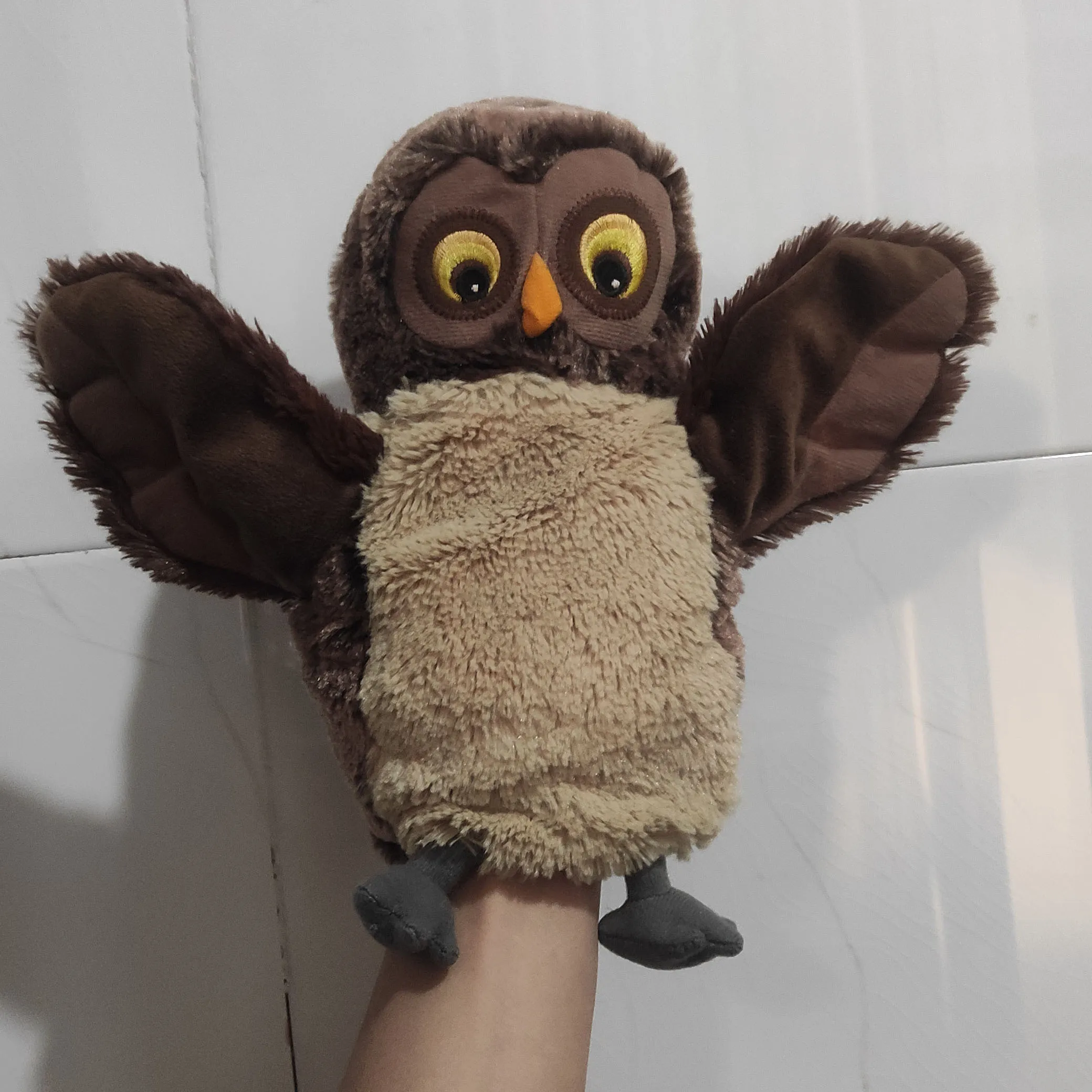 Yardwe Marionnette à Main Hibou En Peluche – Jouet Interactif Doux Pour Enfants – Idéal Spectacle, Histoires, Éducation Précoce