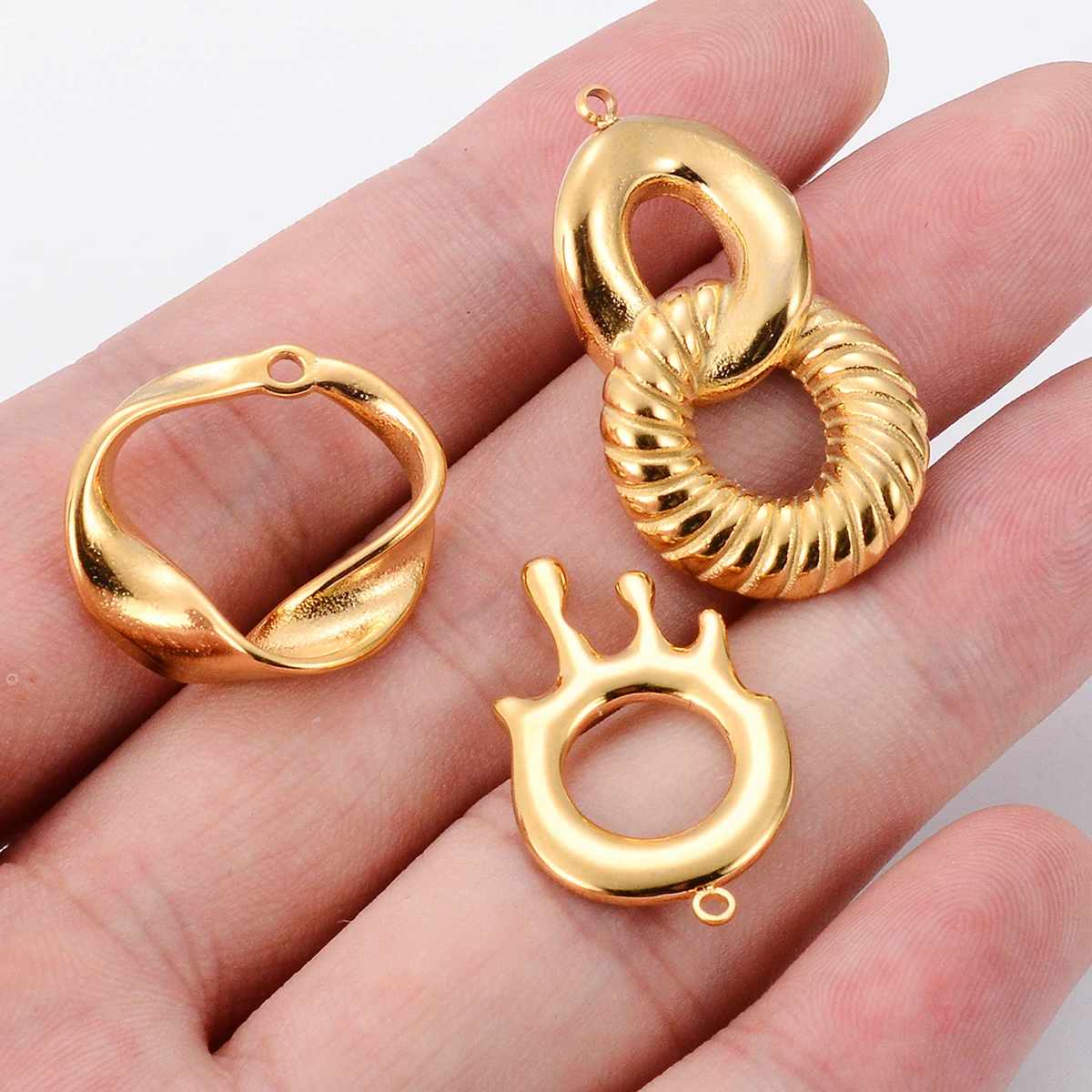 8pcs 18K Gold-plated Stainless Steel DIY Fashion Necklace Pendant Connector Waterproof Not Easy Fade Charm Accessories