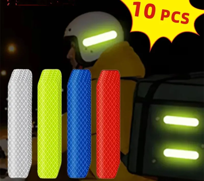 

10 шт. 3*8 см светоотражающие наклейки высокой видимости светоотражающая лента водонепроницаемые полосы безопасности для автомобиля, мотоцикла, велосипеда, прицепа, шлема