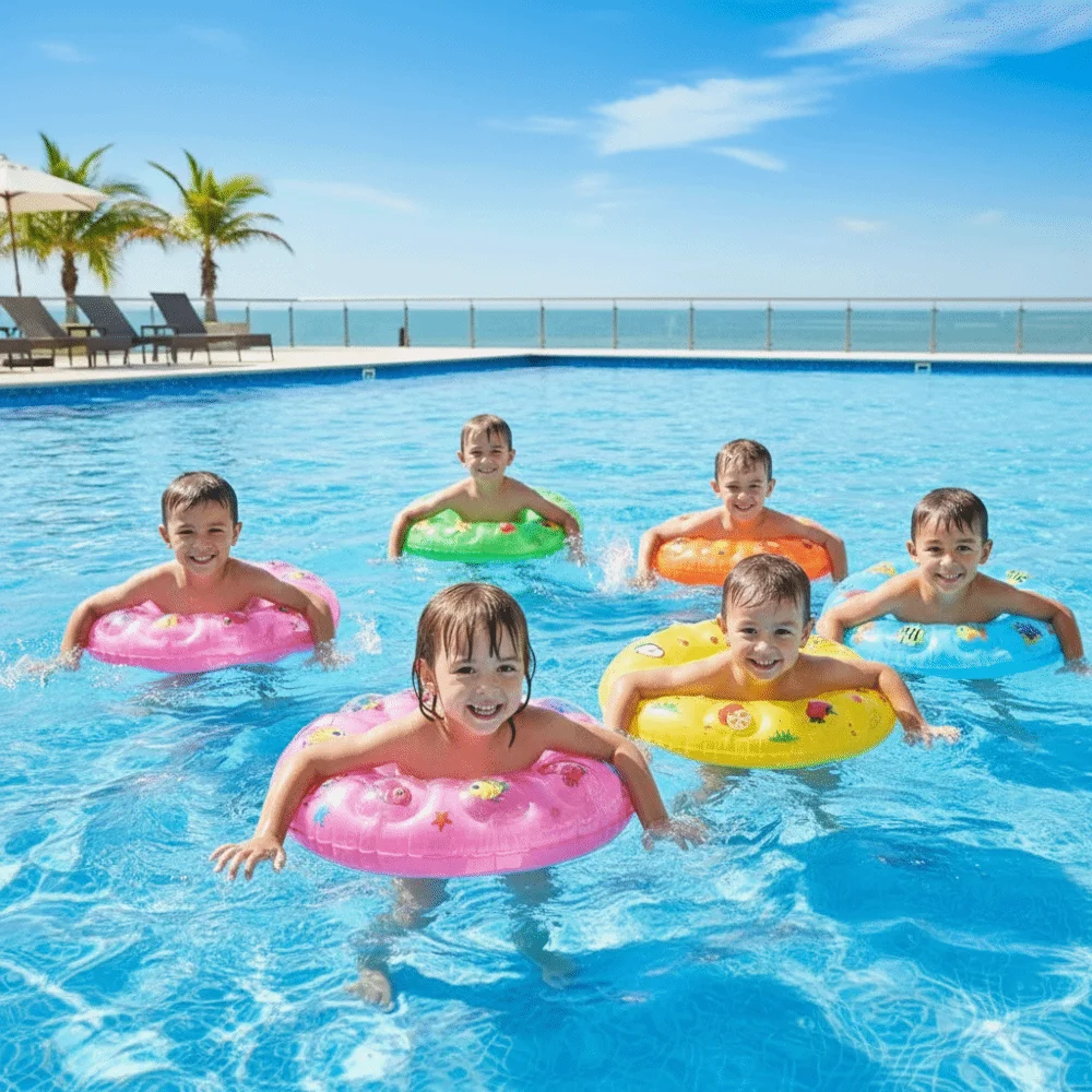 Cute PVC Material Swimming Ring Cartoon Pattern Crystal Ring Life Preserver Double Layer Eco-Friendly Swim Tube Summer