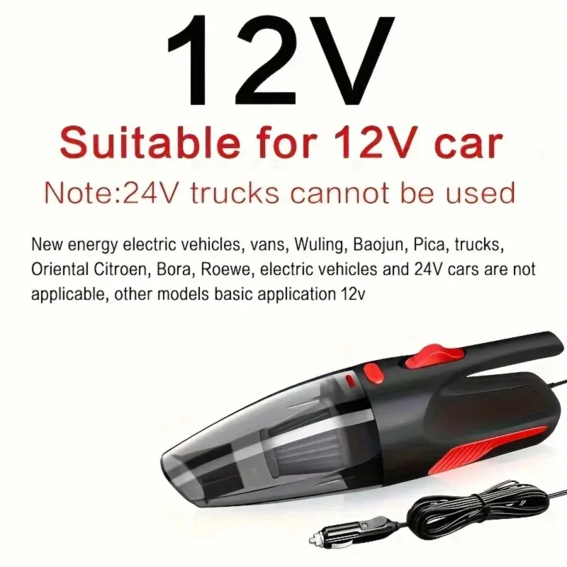 Powerful Mini Car Vacuum Cleaner - Compact, Portable, Efficient Dust Removal for Spotless Car Interiors - 12V Auto Accessory
