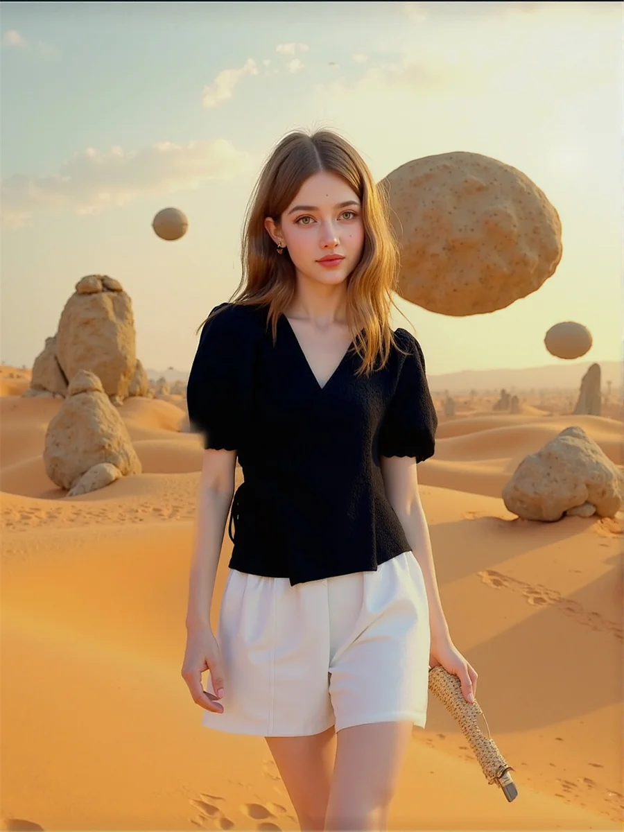 المشمش المرأة بلوزات طويلة الأكمام نفخة الأكمام القطن الأحمر أنيقة الخريف ملابس خارجية بلوزات سوداء هاواي حجم كبير الشباب