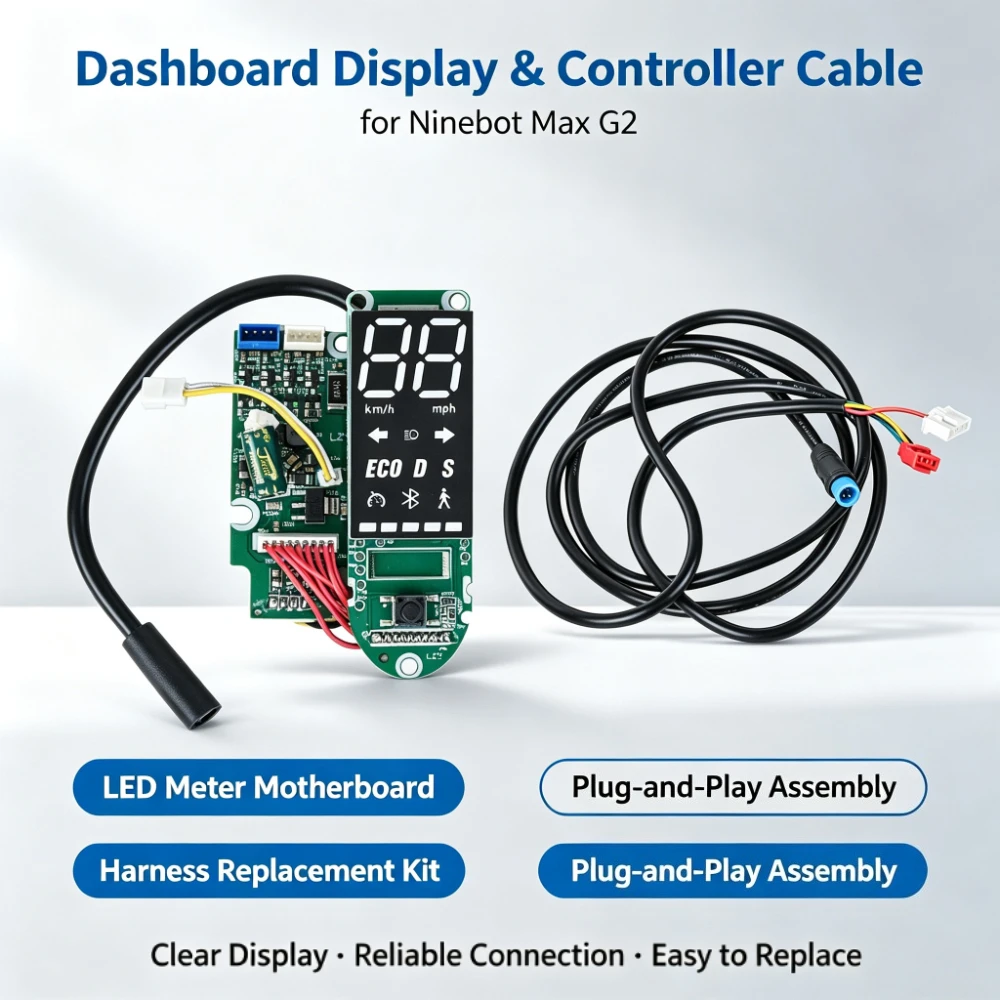Armaturenbrett-Display / Steuerkabel für Ninebot Max G2 Elektroroller, LED-Messgerät-Motherboard mit Kabelbaum-Ersatzkit
