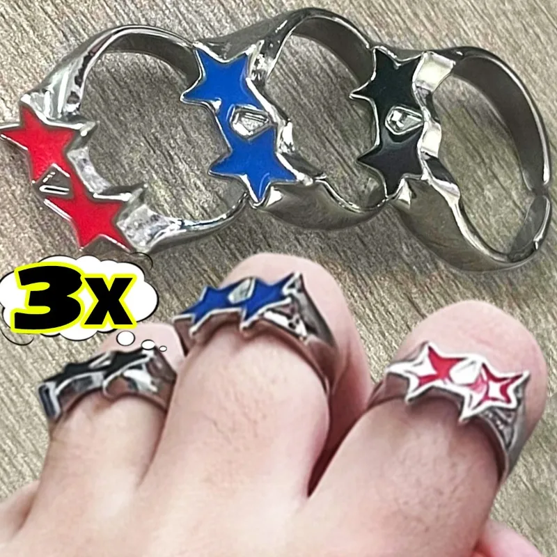 1/3Pcs Drip Oil Irregular Star Rings Y2K Openning Rings for Women Men Geometric Kpop Gothic Finger Circle Jewelry Accessories