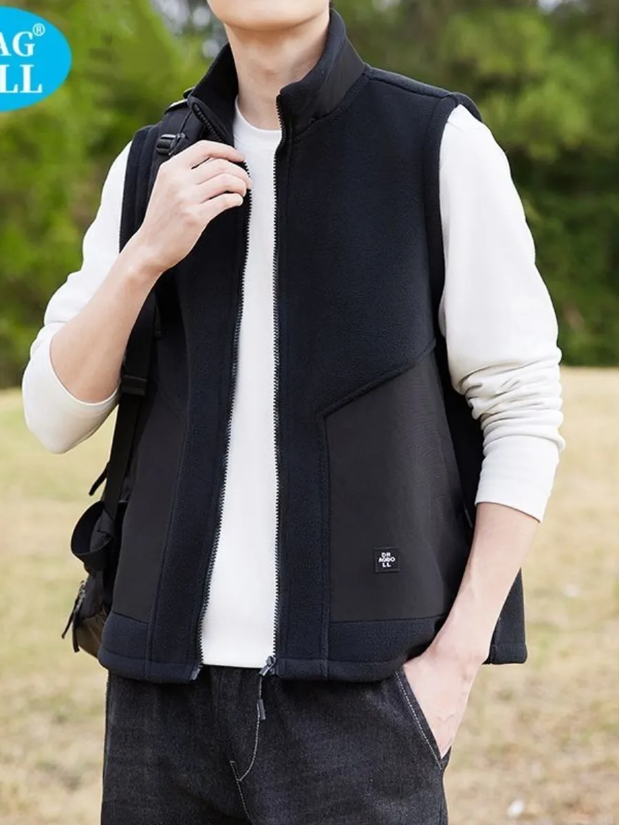 

DRAG Fce Lined Vest Warm Loose Svel Jaet for Sports Big Size Winter Outerwear Thiened Plu Casual Sle