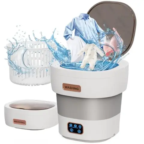 Portable Washing Machine 12L Upgraded Foldable Mini Washer with Spin Basket and 3 Modes Deep Cleaning for Underwear Socks Baby