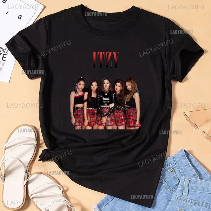 ITZY T Shirts ITZY Crazy in Love Kawaii Boys T Shirt Fashion Street Y2K Popular Tshirt 2024 Kpop Zevity Aesthetic Clothing TOPS