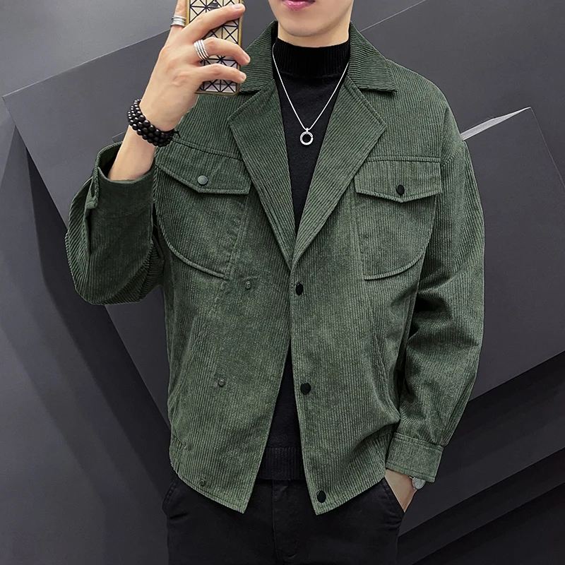 

Corduroy Jaet Men's Casual Workwear Sle Spring Autumn New American Retro Brand Clothes Japanese Sle Jaet Top