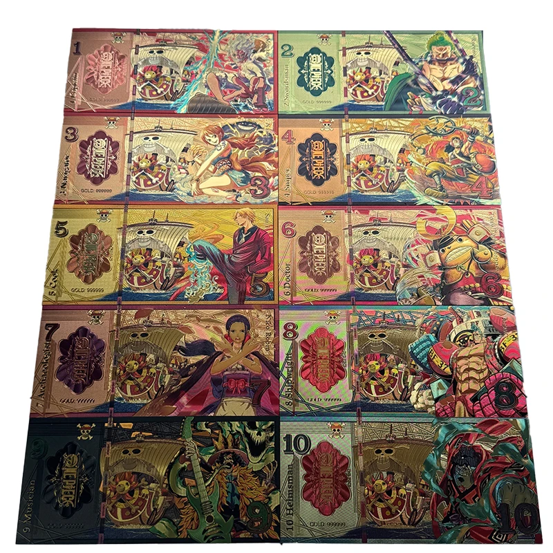 2025 nuevo Bandai One Piece Luffy Zoro juguetes tarjetas figuras de acción cómic oro colección de billetes conmemorativos juguetes regalos fiesta