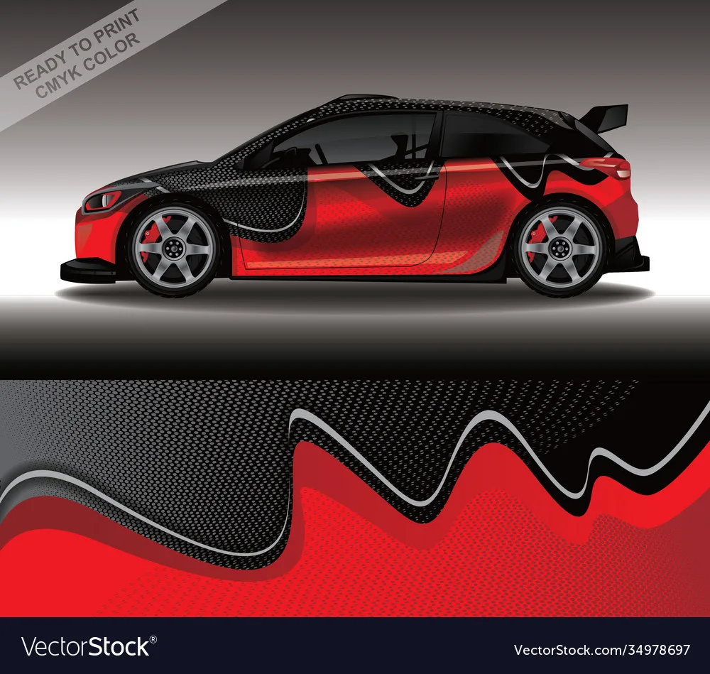 Red Car Graphic Decal Full Body Racing Vinyl Wrap Car Full Wrap Sticker Decorative Car Decal Length 400cm Width 100cm