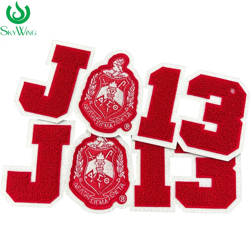 

11'' Cool Delta design Chenille J13 with Delta Shield Iron on Patches for Delta Sigma Theta Sorority Jacket