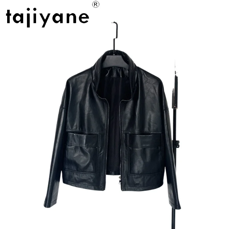 TAJIYANE Genuine Sheepskin Leather Jacket Woman Fashion Short Stand Collar Coat Autumn Biker Jackets Women Clothes 2026 jaqueta