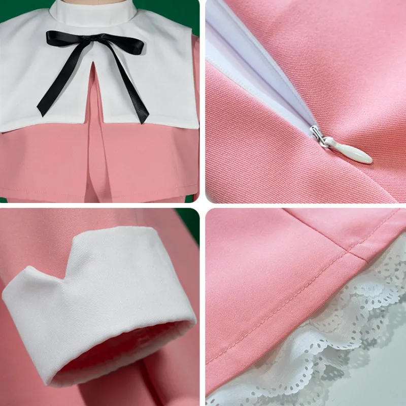 Cardcaptor Sakura Daidouji Tomoyo Cosplay Costume – Pink Long Sleeve Dress, Shawl Top & Wig, Cute Kawaii Carnival Suit