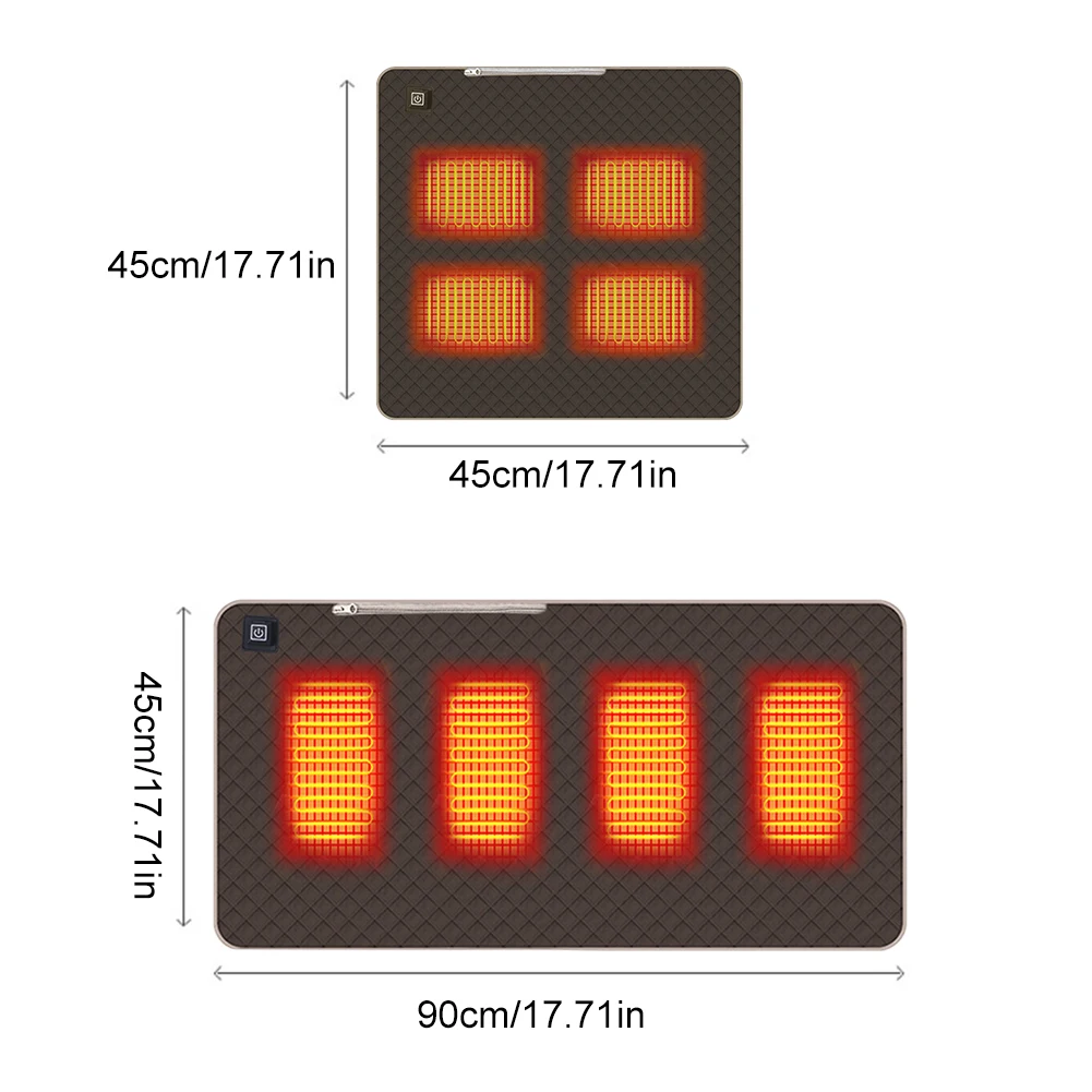 4 Heated Areas Camping Chair Heated Mat Outdoor Travel USB Electric Blanket 3 Adjustable Temperature Heater Warmer Cushion