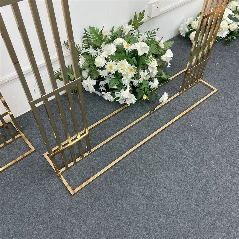 Imagem -06 - Brilhante Curvo Cinco Bar Prateleira de Casamento Arco Banhado a Ouro Geometria Flor Porta Stand Artificial Floral Decor Frame 2024 Novo