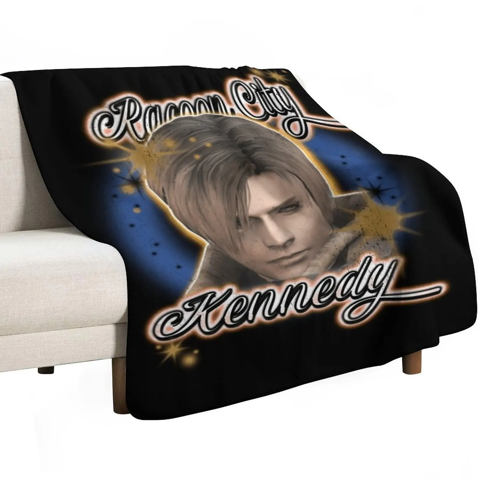 Leon Kennedy Vintage Airbrush \t \t Throw Blanket Flannel Luxury Throw Decorative Sofas Camping Custom Blankets