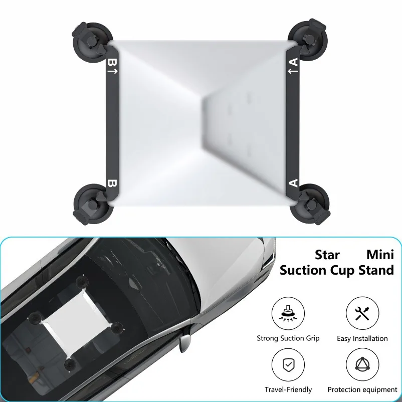 Bracket, suitable for mini version equipment, sunroof suction cup AB bracket, metal mini suction cup bracket