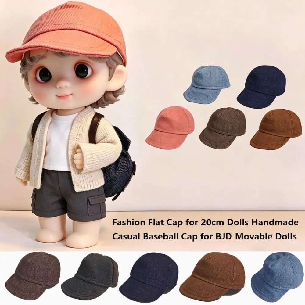 New Fashion Doll Flat Cap Handmade 7 Colors Movable Dolls Hat DIY Dolls Casual Baseball Cap for 20cm Dolls /for BJD Dolls