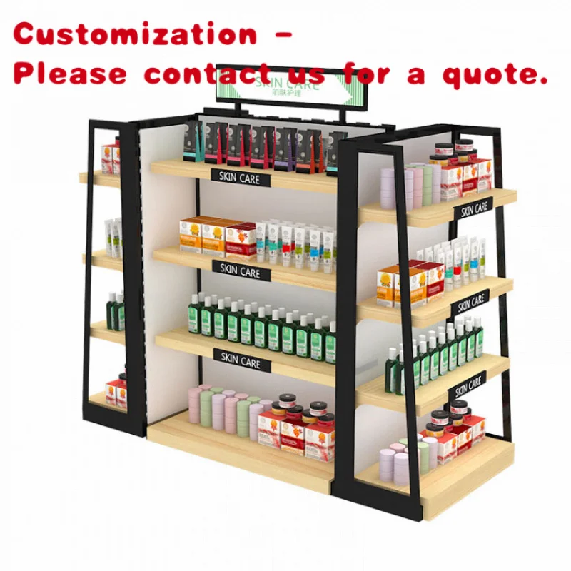custom.High Quality Customized Wooden Makeup Skincare Display Shelves Cosmetic Store Shelf Display Stands