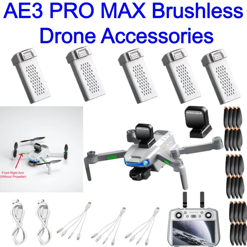 AE3 PRO MAX Drone  Accessories Battery 7.4V 3000mAh Propeller Charging Line Remote Control Motor Arm Obstacle Avoidance Parts